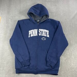 Penn State Pro Edge Mens M Navy Blue Zip Hoodie Sherpa Lined Heavyweight